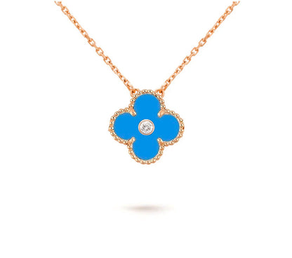 [LOXURA]CLOVER 15MM DIAMOND SINGLE FLOWER NECKLACE COLLECTION