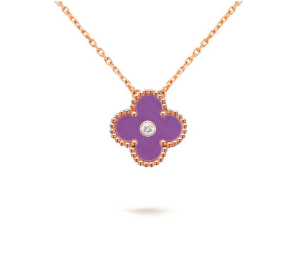 [LOXURA]CLOVER 15MM DIAMOND SINGLE FLOWER NECKLACE COLLECTION