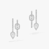 [LOXURA]CREOLES MY TWIN 2 RANGS SILVER DIAMOND EARRINGS