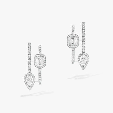[LOXURA]CREOLES MY TWIN 2 RANGS SILVER DIAMOND EARRINGS