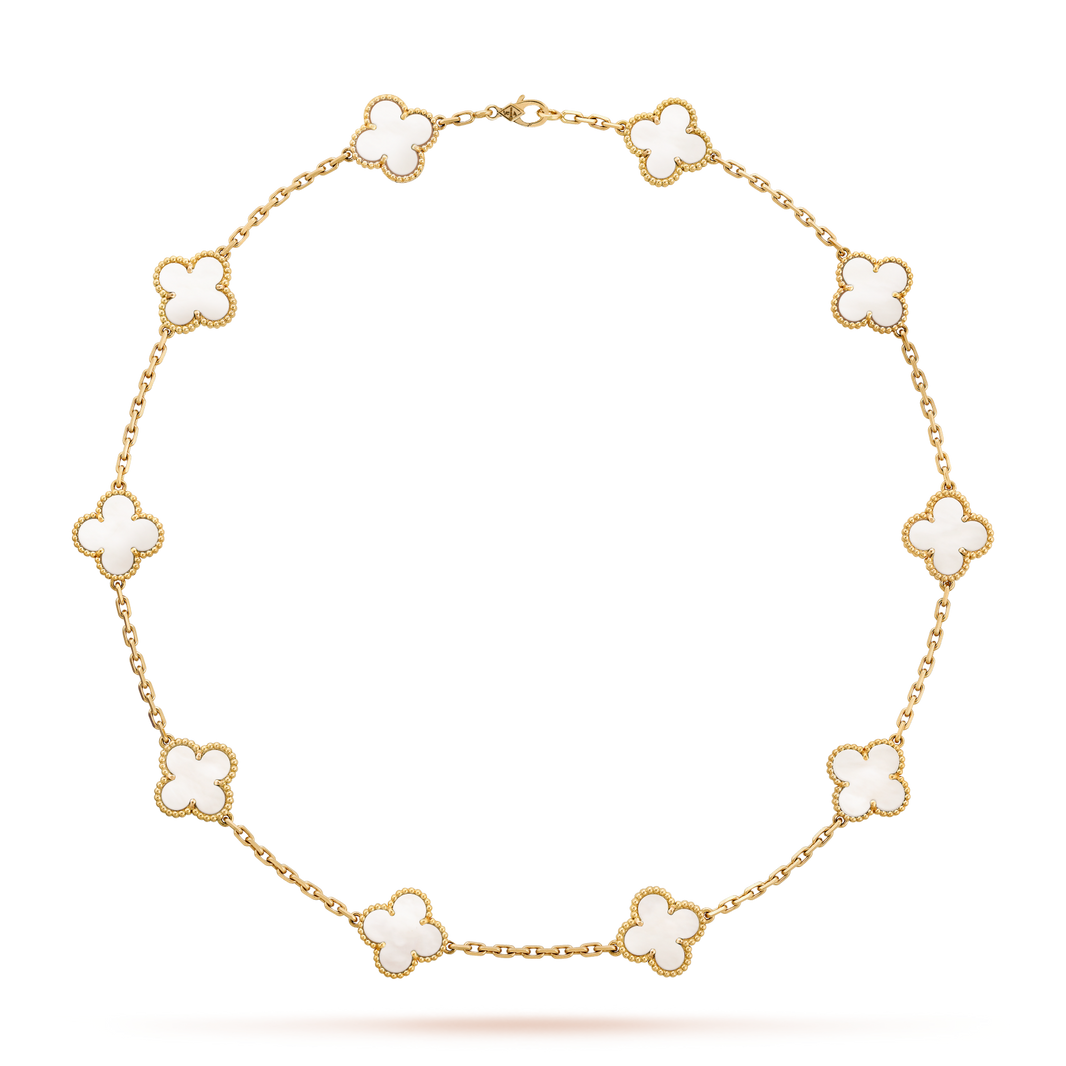 [LOXURA]CLOVER 10 MOTIFS WHITE MOTHER OF PEARL NECKLACE