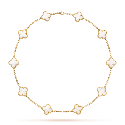 [LOXURA]CLOVER 10 MOTIFS WHITE MOTHER OF PEARL NECKLACE
