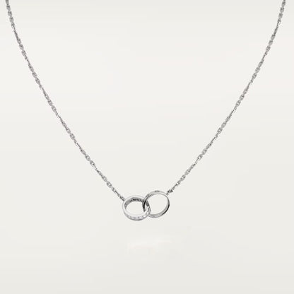 [LOXURA]LOVE DOUBLE RING HALF DIAMOND NECKLACE