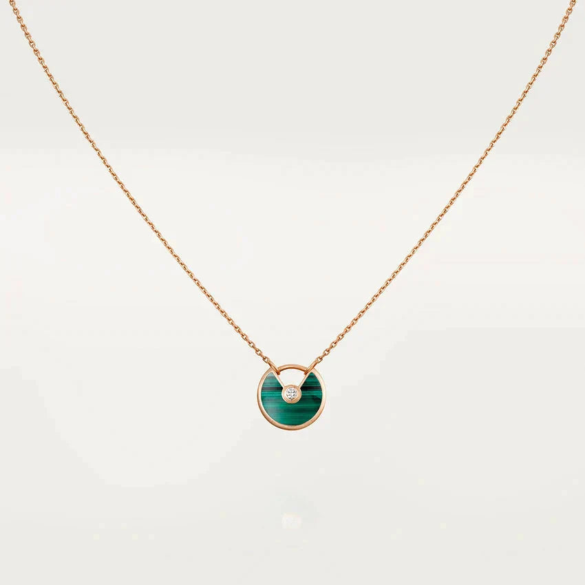 [LOXURA]AMULETTE ROSE GOLD MALACHITE NECKLACE