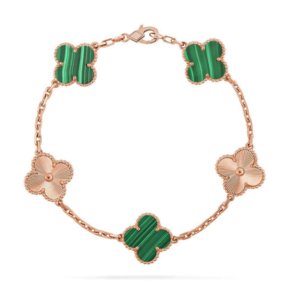 [LOXURA] CLOVER 5 MOTIF MALACHITE BRACELET COLLECTION