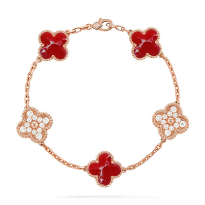 [LOXURA]CLOVER 5 MOTIF RED PATTERN BRACELET COLLECTION
