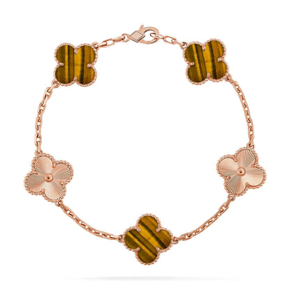 [LOXURA] CLOVER 5 MOTIFS TIGER EYE BRACELET COLLECTION