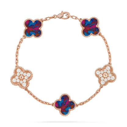 [LOXURA]CLOVER 5 MOTIF COLOR GEMSTONES BRACELET COLLECTION