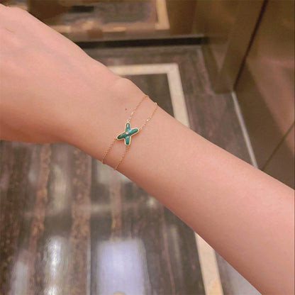[LOXURA]JEUX BRACELET MALACHITE PINK GOLD 1 DIAMOND