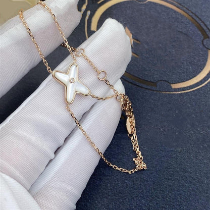 [LOXURA]JEUX BRACELET WHITE MOP PINK GOLD 1 DIAMOND