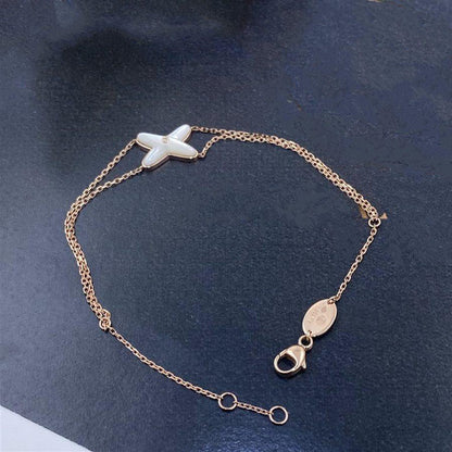 [LOXURA]JEUX BRACELET WHITE MOP PINK GOLD 1 DIAMOND