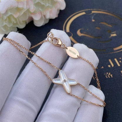 [LOXURA]JEUX BRACELET WHITE MOP PINK GOLD 1 DIAMOND
