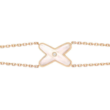 [LOXURA]JEUX BRACELET WHITE MOP PINK GOLD 1 DIAMOND