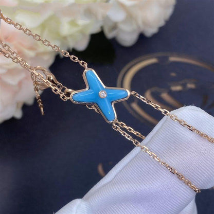 [LOXURA]JEUX BRACELET TURQUOISE PINK GOLD 1 DIAMOND