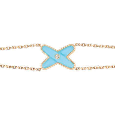 [LOXURA]JEUX BRACELET TURQUOISE PINK GOLD 1 DIAMOND