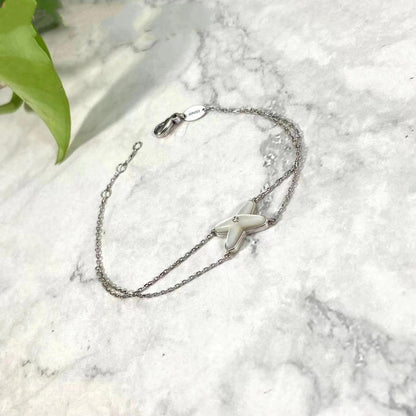 [LOXURA]JEUX BRACELET WHITE MOP SILVER 1 DIAMOND
