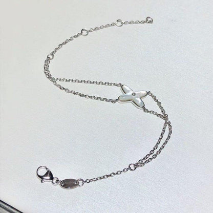 [LOXURA]JEUX BRACELET WHITE MOP SILVER 1 DIAMOND