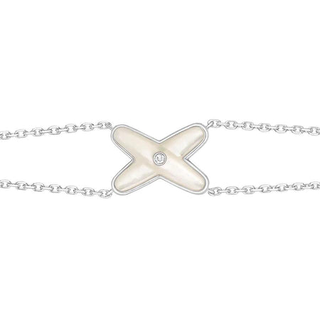 [LOXURA]JEUX BRACELET WHITE MOP SILVER 1 DIAMOND