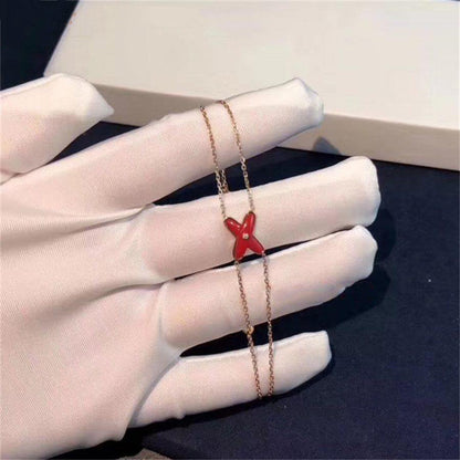 [LOXURA]JEUX BRACELET CARNELIAN PINK GOLD 1 DIAMOND