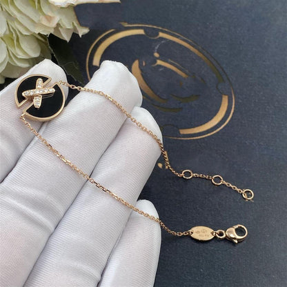 [LOXURA]JEUX DE BRACELET ONYX PINK GOLD DIAMOND