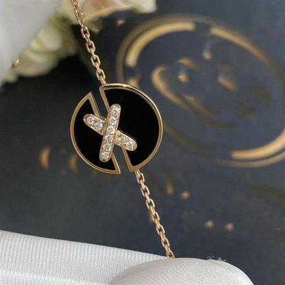 [LOXURA]JEUX DE BRACELET ONYX PINK GOLD DIAMOND