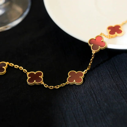 [LOXURA] CLOVER 5 MOTIF RED CORNELIAN BRACELET COLLECTION