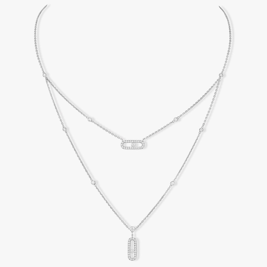 [LOXURA]MOVE 2 ROW DIAMOND NECKLACE
