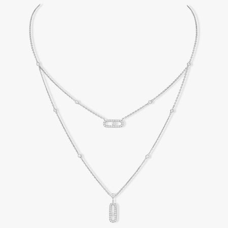 [LOXURA]MOVE 2 ROW DIAMOND NECKLACE