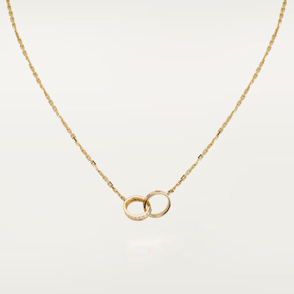 [LOXURA]LOVE DOUBLE RING HALF DIAMOND NECKLACE