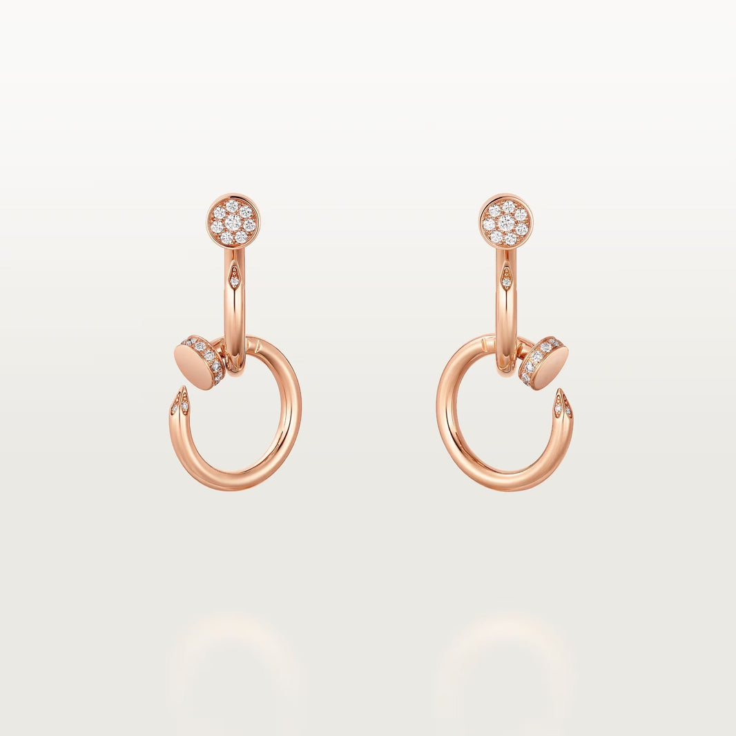 [LOXURA]JUSTE HALF DIAMOND DOUBLE EARRINGS