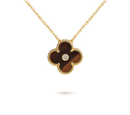 [LOXURA]CLOVER 15MM DIAMOND SINGLE FLOWER NECKLACE COLLECTION