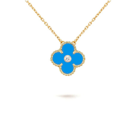 [LOXURA]CLOVER 15MM DIAMOND SINGLE FLOWER NECKLACE COLLECTION