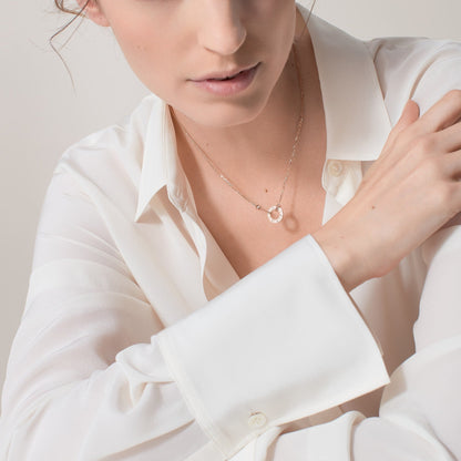 [LOXURA]LOVE NECKLACE 16MM 2 DIAMONDS