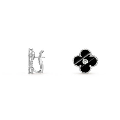 [LOXURA]CLOVER SILVER 15MM MOP DIAMOND EARRINGS COLLECTION