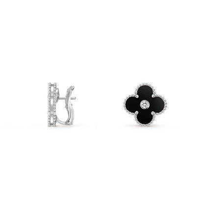 [LOXURA]CLOVER SILVER 15MM MOP DIAMOND EARRINGS COLLECTION