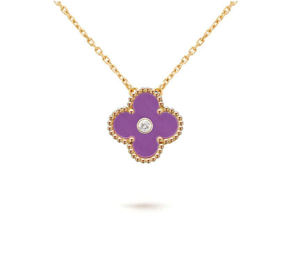 [LOXURA]CLOVER 15MM DIAMOND SINGLE FLOWER NECKLACE COLLECTION