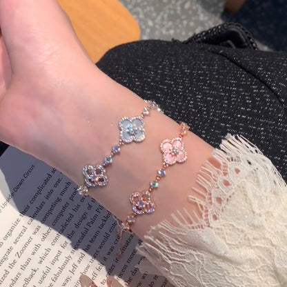 [LOXURA]CLOVER 5 MOTIF PINK BLUE RED WHITE BRACELET