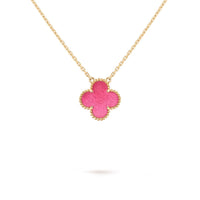 [LOXURA] NEW CLOVER 15MM PINK ENAMEL NECKLACE