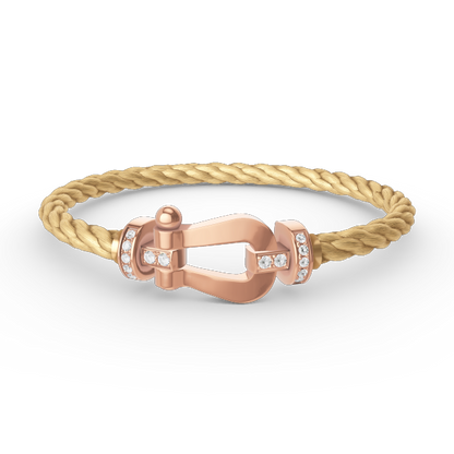 [LOXURA]FORCE LARGE HORSESHOE HALF DIAMOND BRACELET ROSE GOLD