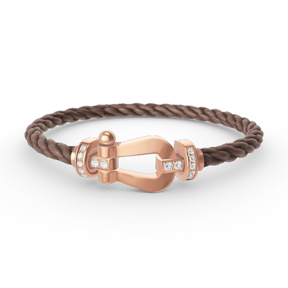 [LOXURA]FORCE LARGE HORSESHOE HALF DIAMOND BRACELET ROSE GOLD