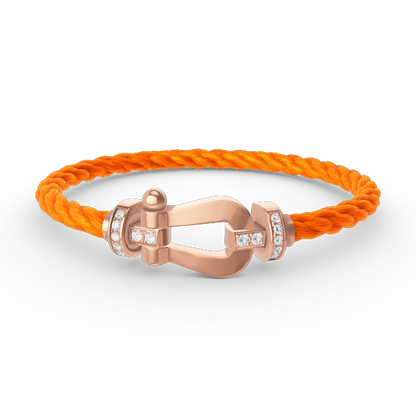 [LOXURA]FORCE LARGE HORSESHOE HALF DIAMOND BRACELET ROSE GOLD