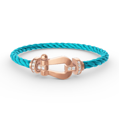 [LOXURA]FORCE LARGE HORSESHOE HALF DIAMOND BRACELET ROSE GOLD