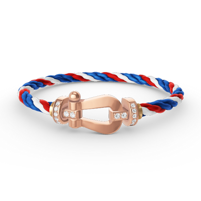 [LOXURA]FORCE LARGE HORSESHOE HALF DIAMOND BRACELET ROSE GOLD