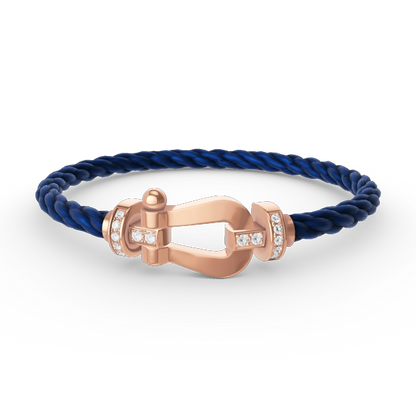 [LOXURA]FORCE LARGE HORSESHOE HALF DIAMOND BRACELET ROSE GOLD