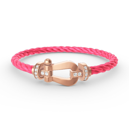 [LOXURA]FORCE LARGE HORSESHOE HALF DIAMOND BRACELET ROSE GOLD