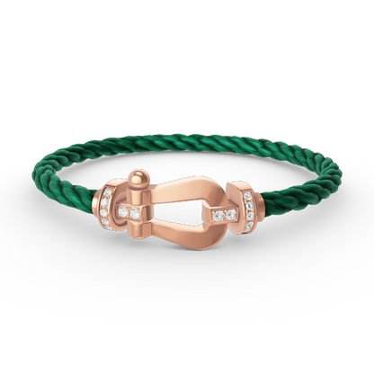 [LOXURA]FORCE LARGE HORSESHOE HALF DIAMOND BRACELET ROSE GOLD