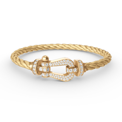 [LOXURA]FORCE LARGE HORSESHOE FULL DIAMOND BRACELET GOLD