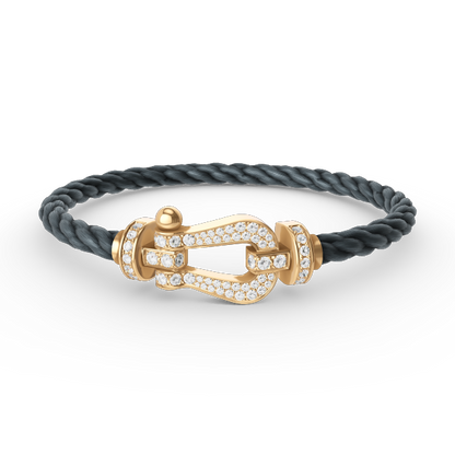 [LOXURA]FORCE LARGE HORSESHOE FULL DIAMOND BRACELET GOLD