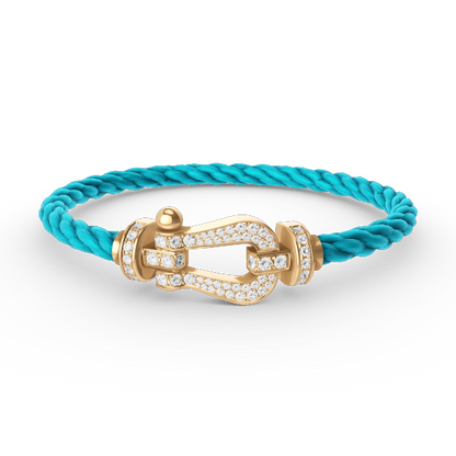 [LOXURA]FORCE LARGE HORSESHOE FULL DIAMOND BRACELET GOLD