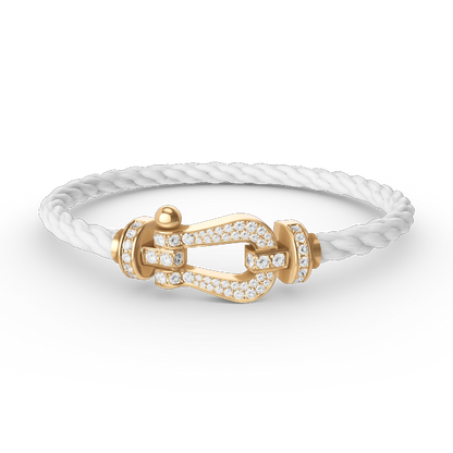 [LOXURA]FORCE LARGE HORSESHOE FULL DIAMOND BRACELET GOLD